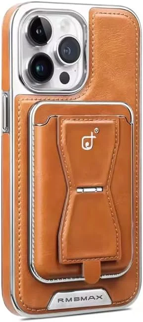 کاور چرمی برای آیفون 16 پرو با نگهدارنده مغناطیسی بی سیم مقاوم و جای کارت (آیفون 16 پرو)