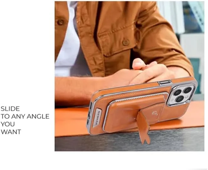 کاور چرمی برای آیفون 16 پرو با نگهدارنده مغناطیسی بی سیم مقاوم و جای کارت (آیفون 16 پرو)