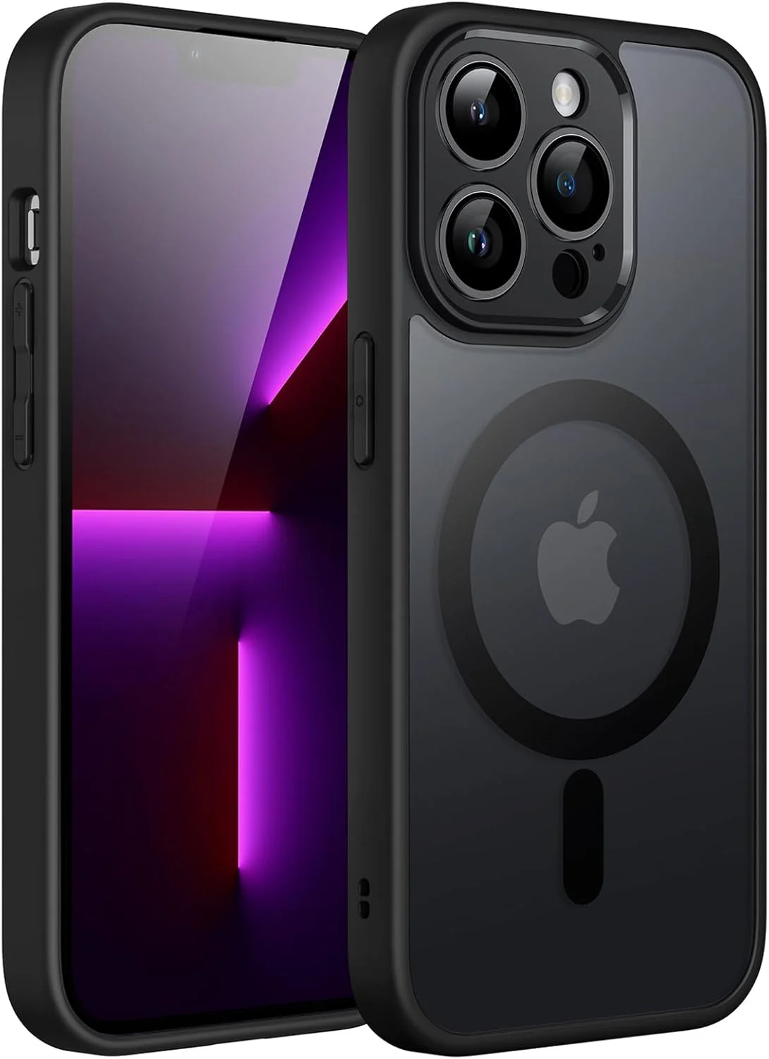 کاور آهنربایی JETech برای آیفون 13 پرو مکس 6.7 اینچی، سازگار با MagSafe، محافظ کامل لنز دوربین پشتی مات نیمه شفاف، کاور باریک و ضد ضربه گوشی (مشکی)