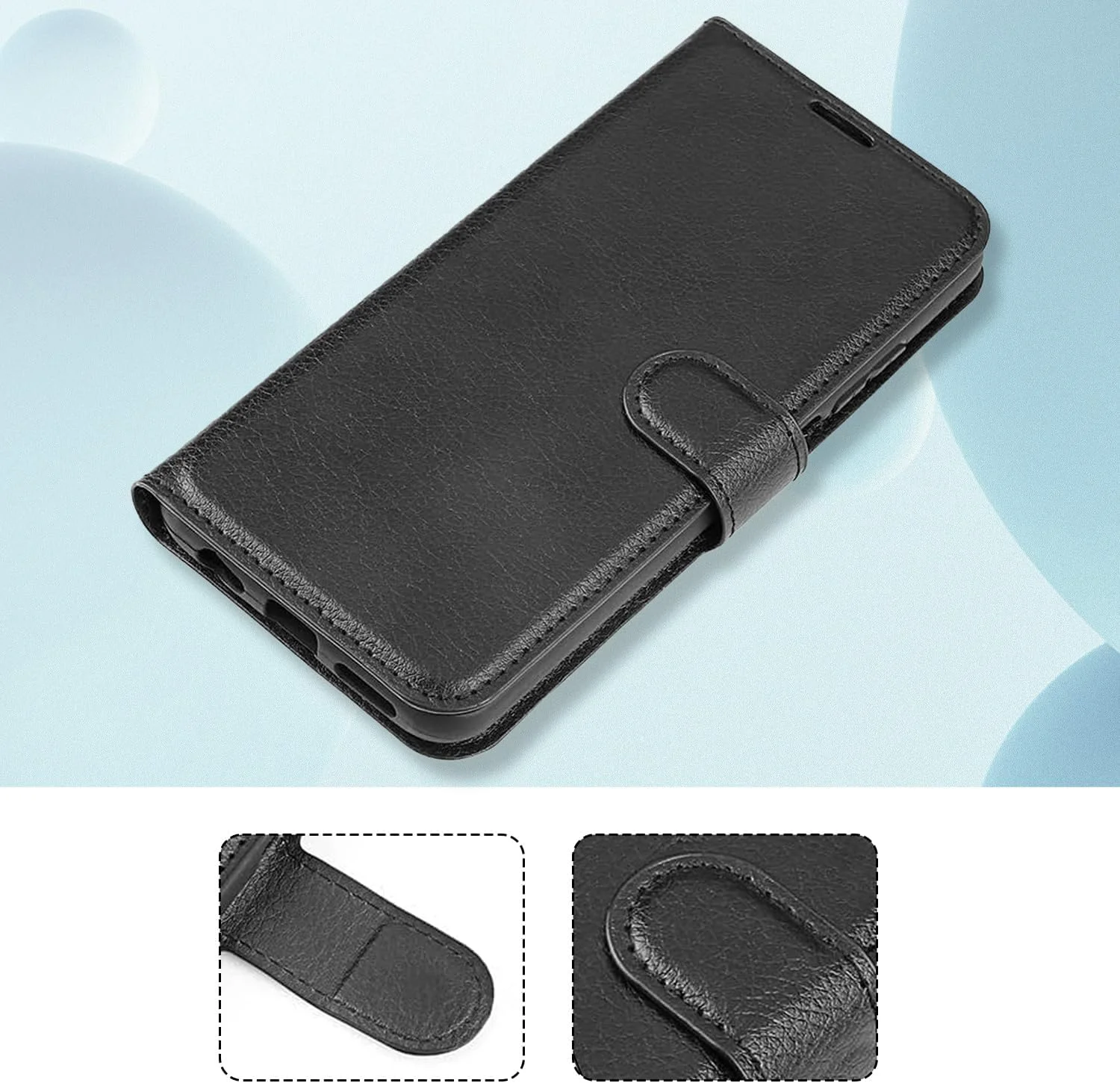 کیف پول چرمی T Tersely مناسب برای گوشی سامسونگ گلکسی A16 (2024)، کاور محافظ مغناطیسی تاشو با قابلیت استند و جای کارت - مشکی