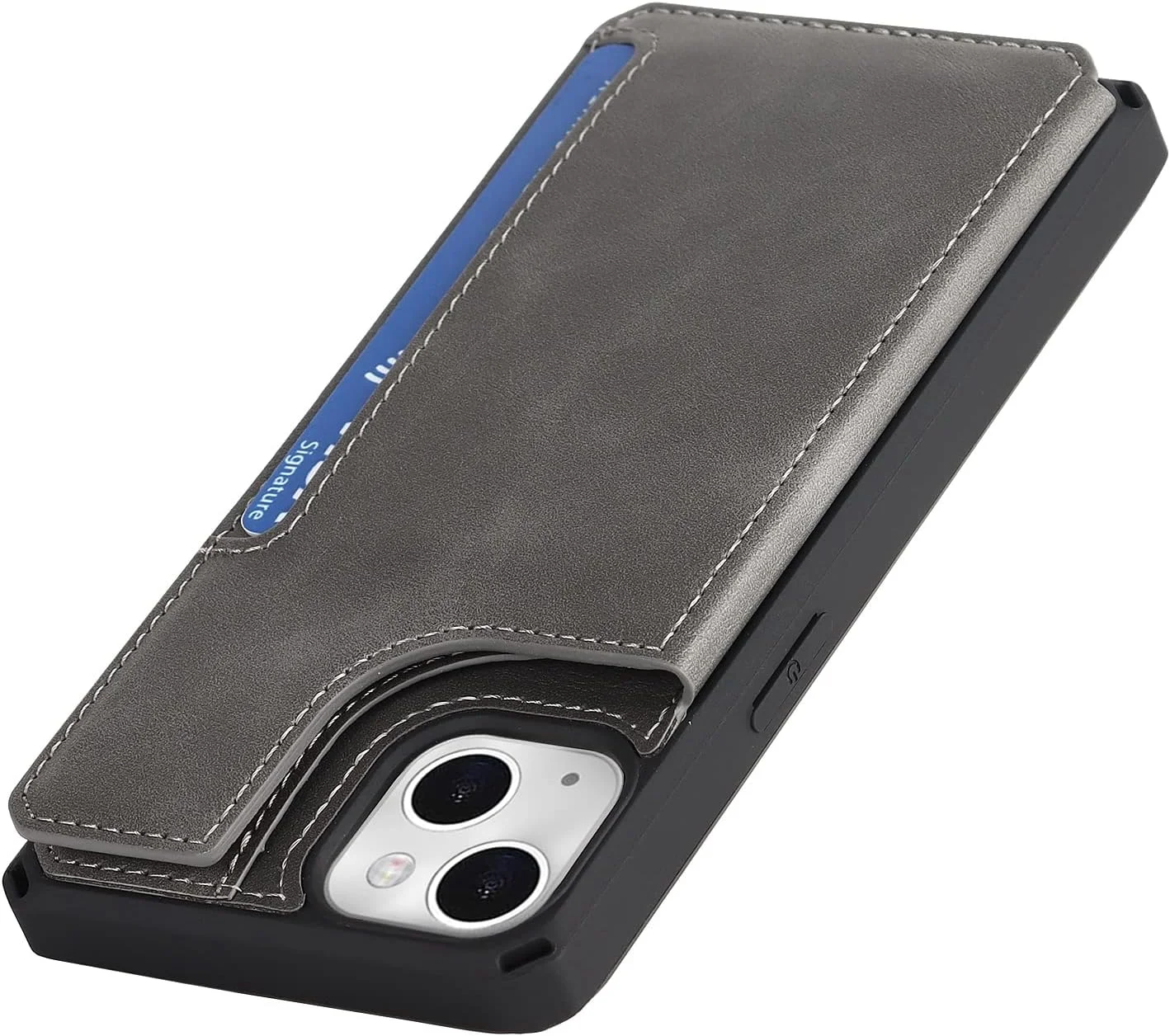 کاور گوشی آیفون 11 مدل کیف پول دار [دارای 4 جای کارت] [همراه با بند آویز] جلد چرمی PU ضد ضربه برای آیفون 11 - خاکستری