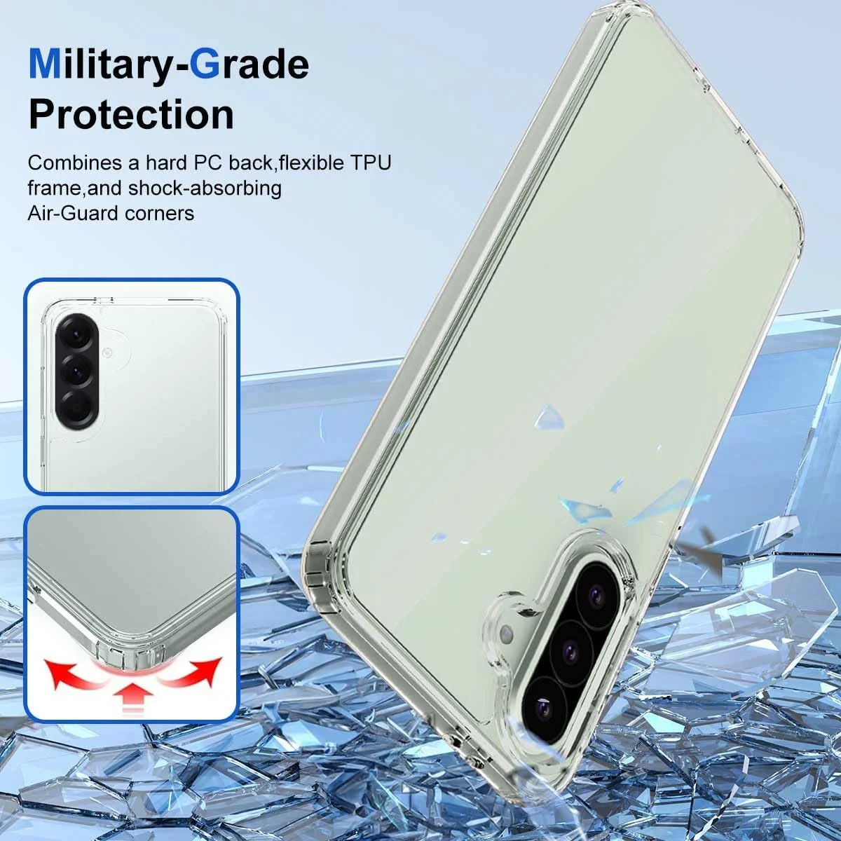 کاور محافظ کریستالی شفاف هیبریدی T Tersely سازگار با گوشی سامسونگ گلکسی A56 5G (2025) - فناوری TPU + پلی کربنات، ضد زردی، پوشش ضربه گیر کاور محافظ کریستالی شفاف هیبریدی T Tersely سازگار با گوشی سامسونگ گلکسی A56 5G (2025) - فناوری TPU + پلی کربنات، ضد زردی، پوشش ضربه گیر