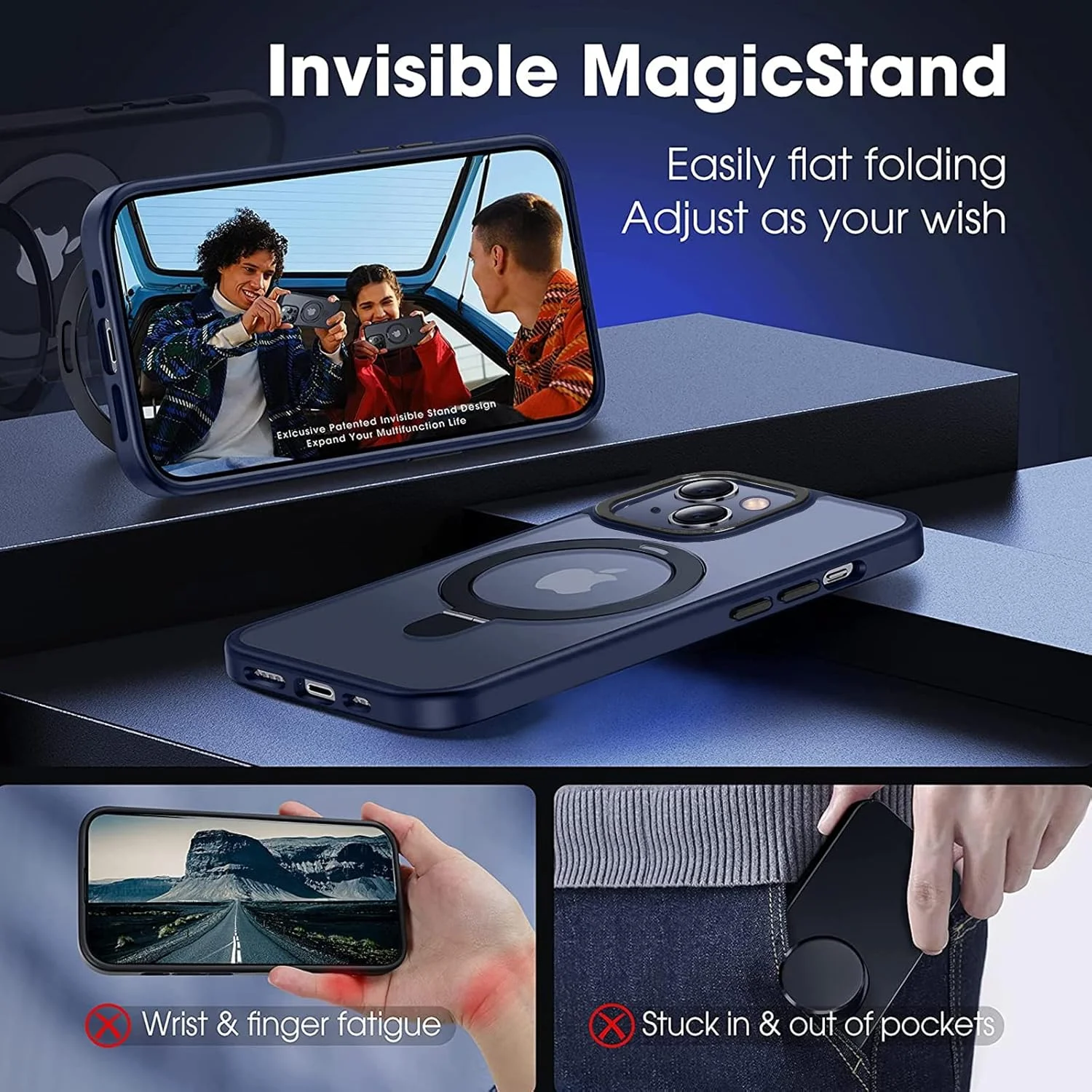 کاور محافظ گوشی آیفون 13 UCHUANG با استند مغناطیسی نامرئی، ضد ضربه، ضد زردی، باریک، نازک، مات و نیمه شفاف مناسب برای آیفون 13 سایز 6.1 اینچ - آبی سرمه ای کاور محافظ گوشی آیفون 13 UCHUANG با استند مغناطیسی نامرئی، ضد ضربه، ضد زردی، باریک، نازک، مات و نیمه شفاف مناسب برای آیفون 13 سایز 6.1 اینچ - آبی سرمه ای