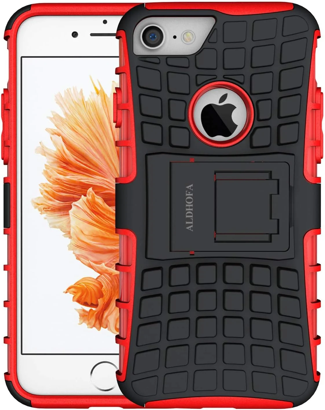 کاور محافظ گوشی آیفون 7 آلدوفا، طراحی مقاوم، ضد ضربه، کاور پشتی محافظ گوشی با پایه نگهدارنده برای آیفون 7 - قرمز کاور محافظ گوشی آیفون 7 آلدوفا، طراحی مقاوم، ضد ضربه، کاور پشتی محافظ گوشی با پایه نگهدارنده برای آیفون 7 - قرمز
