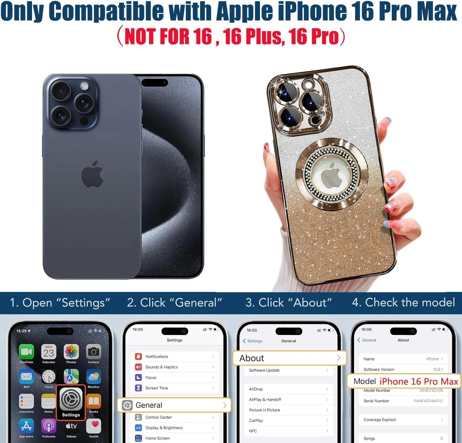 قاب گوشی مغناطیسی اکلیلی مناسب آیفون 16 پرو مکس سازگار با MagSafe، محافظت کامل، ضد ضربه، ضد خش با محافظ لنز دوربین (طلایی)