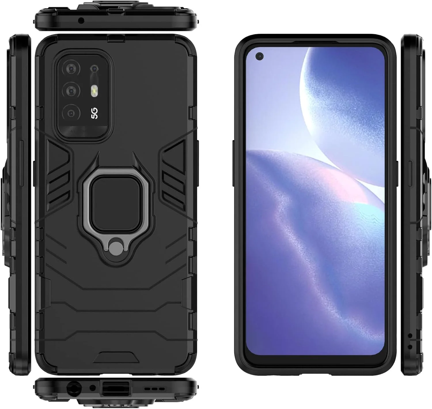 قاب محافظ مشکی ضد ضربه و مقاوم با پایه تاشو برای گوشی های اوپو رنو 5Z 5G/A94 5G/A95 قاب محافظ مشکی ضد ضربه و مقاوم با پایه تاشو برای گوشی های اوپو رنو 5Z 5G/A94 5G/A95