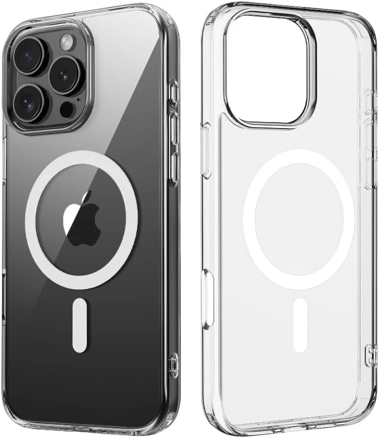 قاب محافظ شفاف آیفون 16 پرو مکس، کاور موبایل مغناطیسی شفاف، سازگار با MagSafe، ضد ضربه، ضد زردی، کیفیت عالی