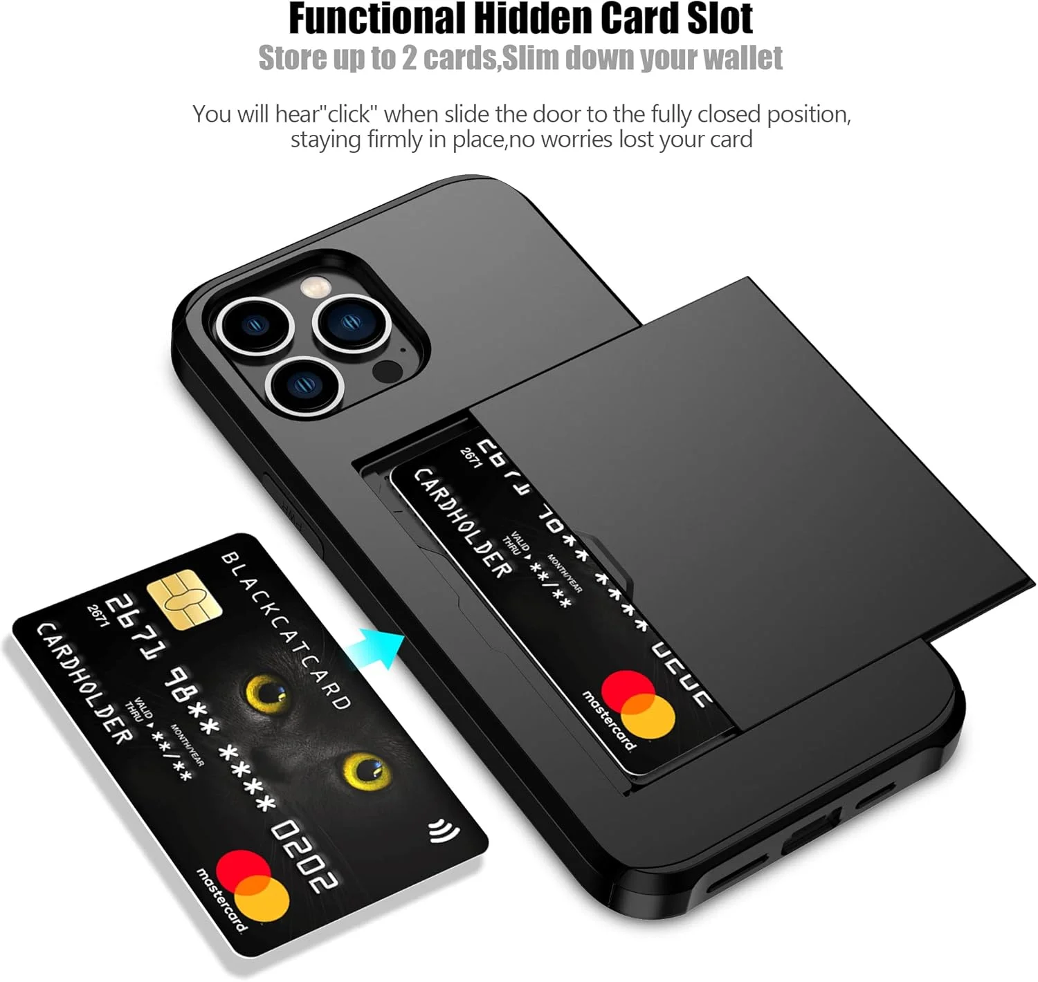 کاور محافظتی دولایه ضد ضربه Nvollnoe با جای کارت مخفی/نگهدارنده کارت باریک مناسب بانوان و آقایان برای آیفون 13 پرو مکس (مشکی) کاور محافظتی دولایه ضد ضربه Nvollnoe با جای کارت مخفی/نگهدارنده کارت باریک مناسب بانوان و آقایان برای آیفون 13 پرو مکس (مشکی)