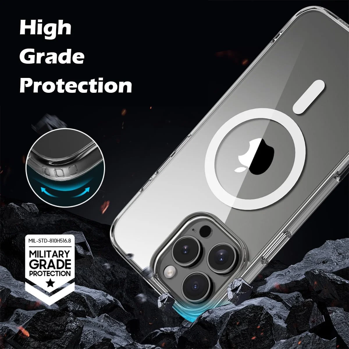 قاب محافظ شفاف آیفون 16 پرو مکس، کاور موبایل مغناطیسی شفاف، سازگار با MagSafe، ضد ضربه، ضد زردی، کیفیت عالی قاب محافظ شفاف آیفون 16 پرو مکس، کاور موبایل مغناطیسی شفاف، سازگار با MagSafe، ضد ضربه، ضد زردی، کیفیت عالی