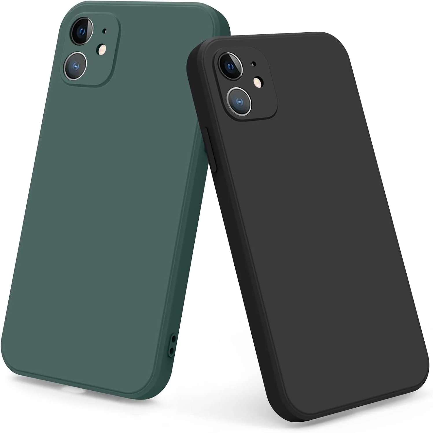 قاب سیلیکونی نرم VANCLE برای آیفون 11، [محافظت در برابر سقوط با استاندارد نظامی] [آستر میکروفیبر ضد خش] قاب محافظ ضد ضربه باریک و نازک 6.1 اینچ (مشکی + سبز تیره)