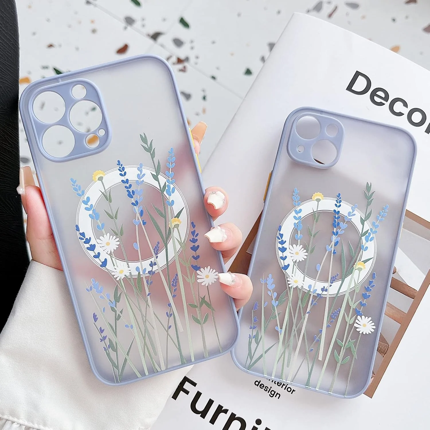 قاب محافظ گوشی آیفون 14 پرو Skyseaco، سازگار با MagSafe، محافظ پشتی PC مات شفاف، طراحی گلدار ضد ضربه، مناسب برای دختران و زنان - شکوفه های اسطوخودوس / بنفش قاب محافظ گوشی آیفون 14 پرو Skyseaco، سازگار با MagSafe، محافظ پشتی PC مات شفاف، طراحی گلدار ضد ضربه، مناسب برای دختران و زنان - شکوفه های اسطوخودوس / بنفش