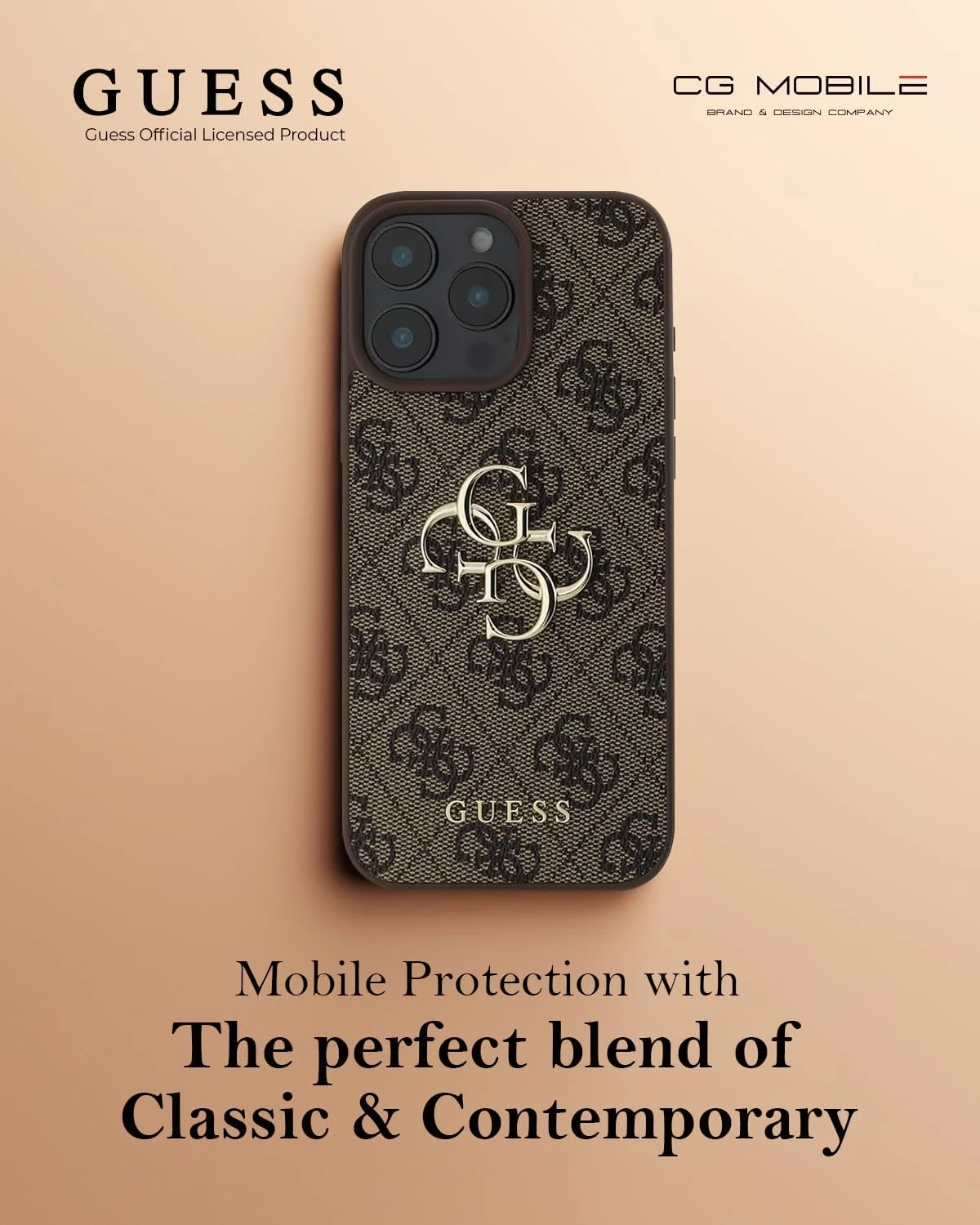 قاب محافظ گوشی موبایل سی جی موبایل گس مناسب برای آیفون 16 پرو مکس مدل 4G PU Big Logo - قهوه ای