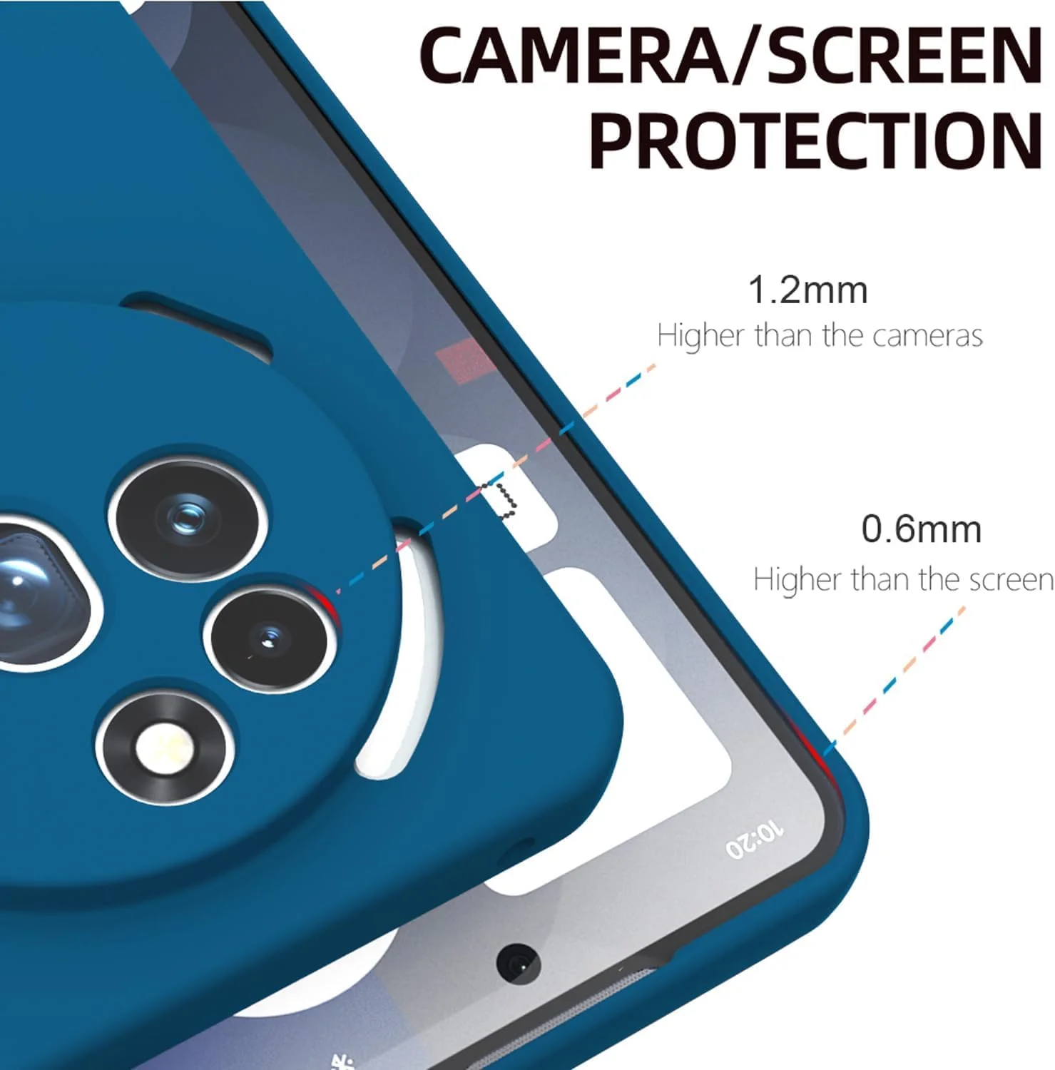 قاب محافظ گوشی ناتینگ فون 3a پرو، ضد ضربه، شفاف، با پوشش پشتی سخت [ضد زردی]، محافظت 360 درجه، بامپر TPU، قاب پشتی شفاف برای گوشی ناتینگ فون 3a پرو (آبی)