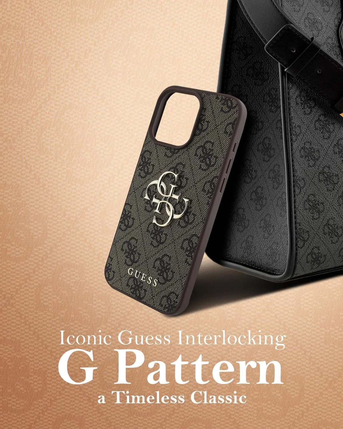 قاب محافظ گوشی موبایل سی جی موبایل گس مناسب برای آیفون 16 پرو مکس مدل 4G PU Big Logo - قهوه ای