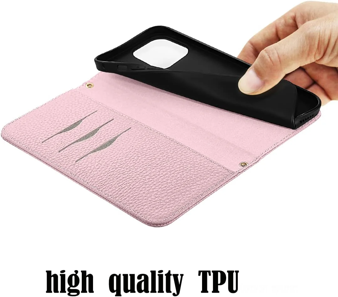 کیف پول چرمی گوشی آیفون 14 پرو NanHou، کیف محافظ با قفل مغناطیسی، پایه تاشو، بند مچی و جای کارت - صورتی کیف پول چرمی گوشی آیفون 14 پرو NanHou، کیف محافظ با قفل مغناطیسی، پایه تاشو، بند مچی و جای کارت - صورتی