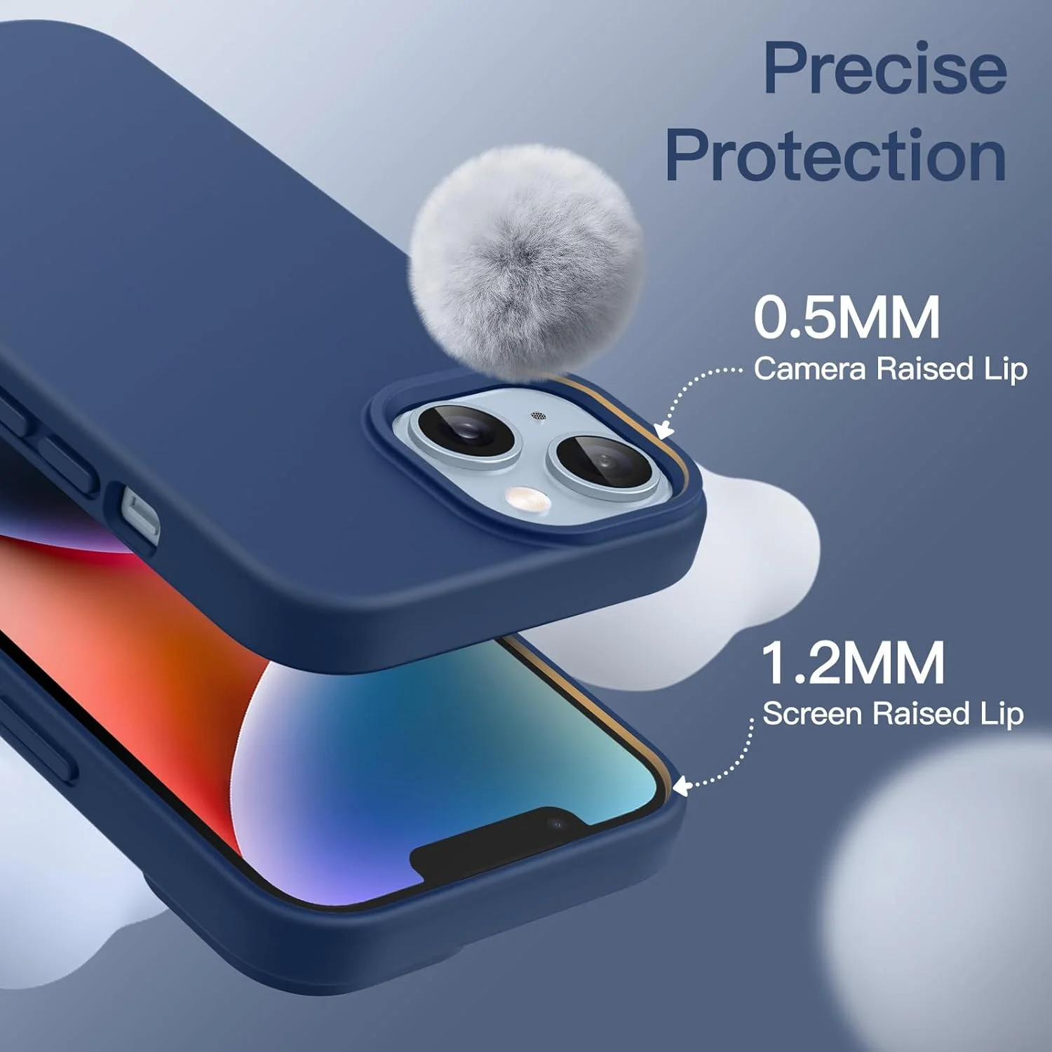 قاب سیلیکونی JETech برای آیفون 14 6.1 اینچی، قاب محافظ تمام بدنه با بافت نرم و ابریشمی، پوشش ضد ضربه با آستر میکروفیبر (آبی کبالت)