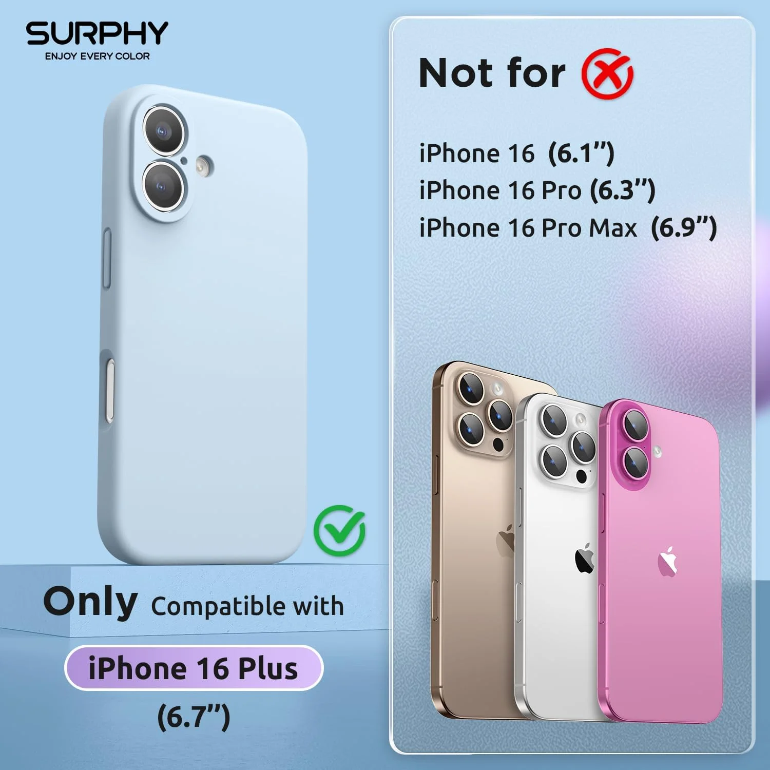 کاور سیلیکونی آهنربایی سورفی مناسب برای آیفون 16 پلاس، سازگار با MagSafe، محافظ دوربین و دارای پوشش داخلی میکروفایبر نرم، کاور ضد ضربه گوشی 6.7 اینچی 2024، آبی ابری کاور سیلیکونی آهنربایی سورفی مناسب برای آیفون 16 پلاس، سازگار با MagSafe، محافظ دوربین و دارای پوشش داخلی میکروفایبر نرم، کاور ضد ضربه گوشی 6.7 اینچی 2024، آبی ابری