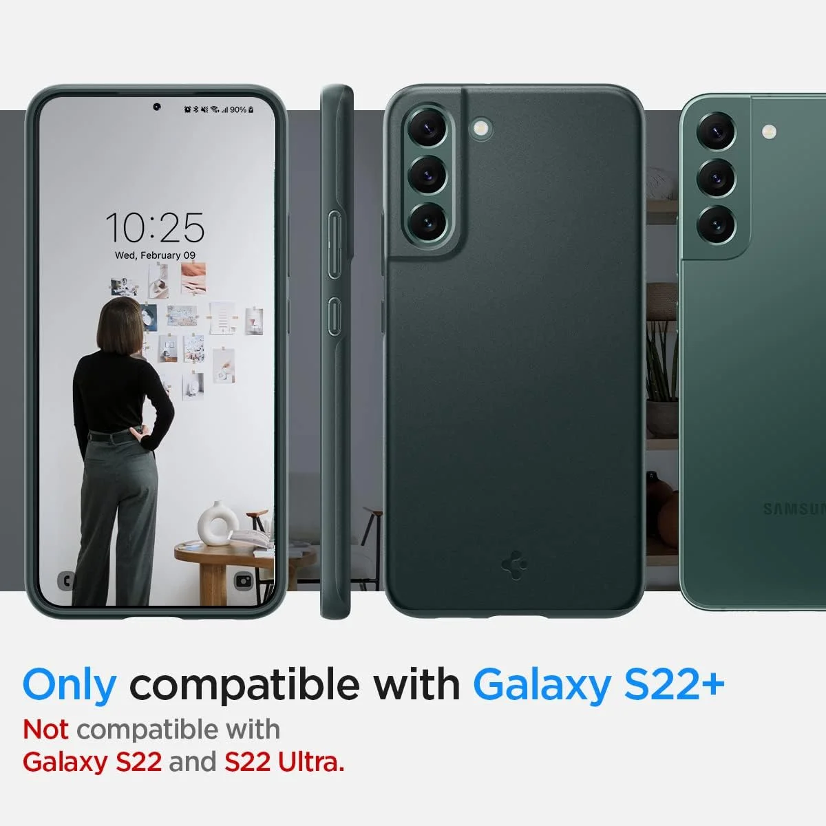 کاور محافظ باریک Spigen Thin Fit مناسب برای گوشی سامسونگ گلکسی S22 PLUS (مدل 2022) - سبز آبی