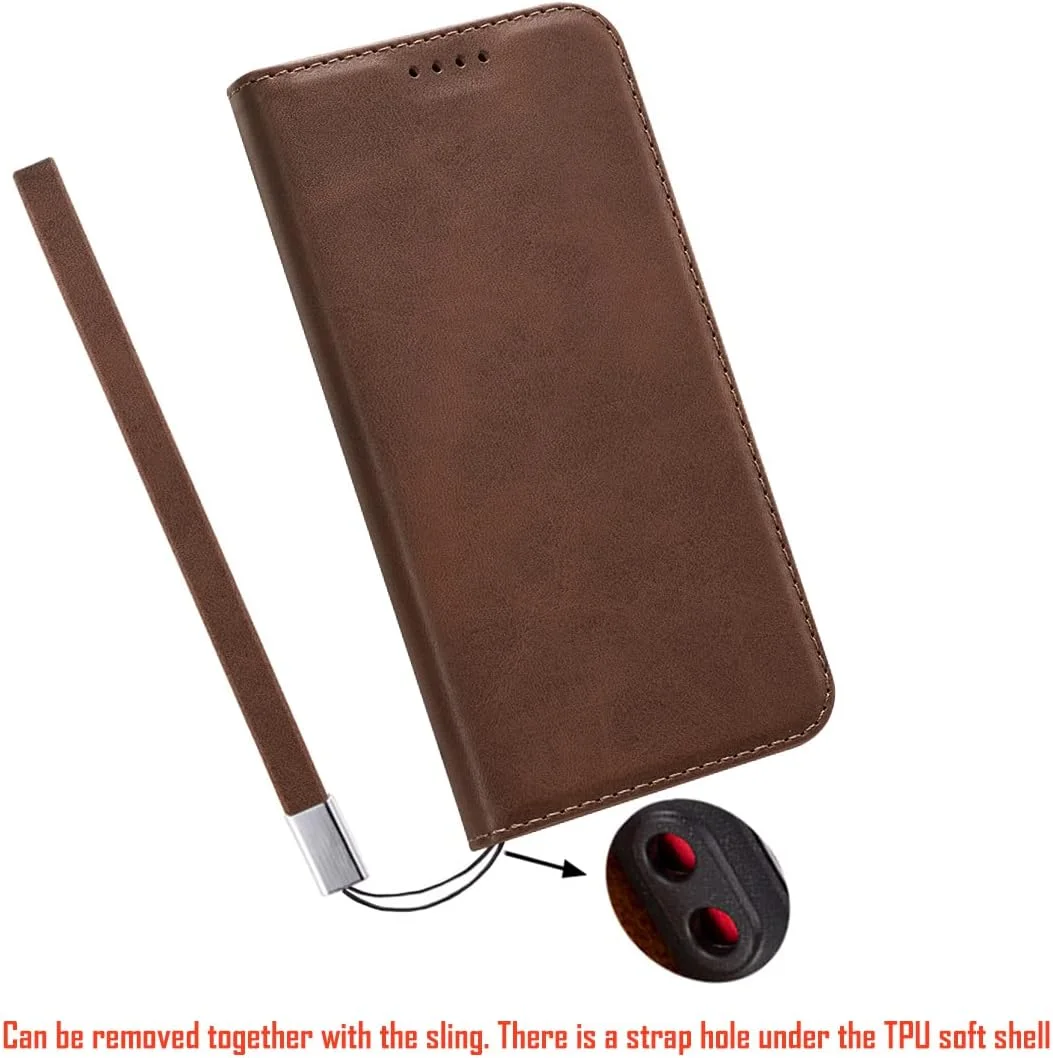 قاب گوشی آیفون 14 چرمی PU با بند مچی، کیف پول و جای کارت، پوشش ضد ضربه - قهوه ای قاب گوشی آیفون 14 چرمی PU با بند مچی، کیف پول و جای کارت، پوشش ضد ضربه - قهوه ای