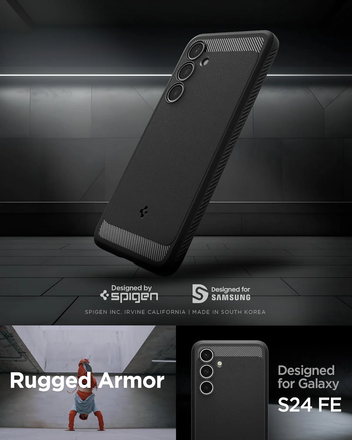 کاور محافظ ضد ضربه Spigen Rugged Armor مناسب برای گوشی سامسونگ گلکسی S24 FE - مشکی مات کاور محافظ ضد ضربه Spigen Rugged Armor مناسب برای گوشی سامسونگ گلکسی S24 FE - مشکی مات