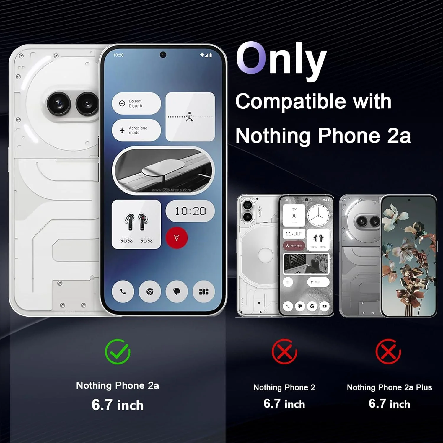 کاور محافظ گوشی لیسوکا مناسب برای ناتینگ فون 2A، با محافظت در برابر سقوط در سطح نظامی، مقاوم در برابر زرد شدن، پشت PC سخت ضد خش، پوشش محافظ فوق العاده نازک و ضد ضربه، شفاف