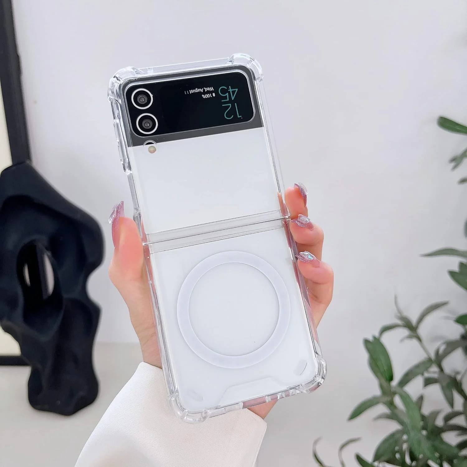 کاور شفاف مگسیف سامسونگ گلکسی زد فلیپ 4، با قابلیت مغناطیسی و پشتیبانی از شارژر بیسیم، کاور سخت PC ضد ضربه و مقاوم در برابر افتادن برای گلکسی زد فلیپ 4 کاور شفاف مگسیف سامسونگ گلکسی زد فلیپ 4، با قابلیت مغناطیسی و پشتیبانی از شارژر بیسیم، کاور سخت PC ضد ضربه و مقاوم در برابر افتادن برای گلکسی زد فلیپ 4