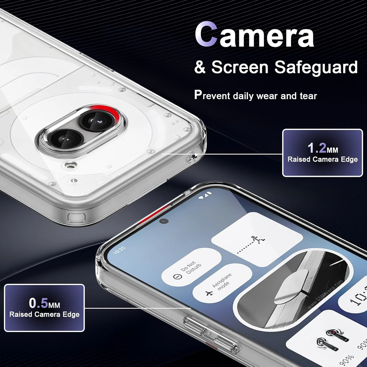 کاور محافظ گوشی لیسوکا مناسب برای ناتینگ فون 2A، با محافظت در برابر سقوط در سطح نظامی، مقاوم در برابر زرد شدن، پشت PC سخت ضد خش، پوشش محافظ فوق العاده نازک و ضد ضربه، شفاف