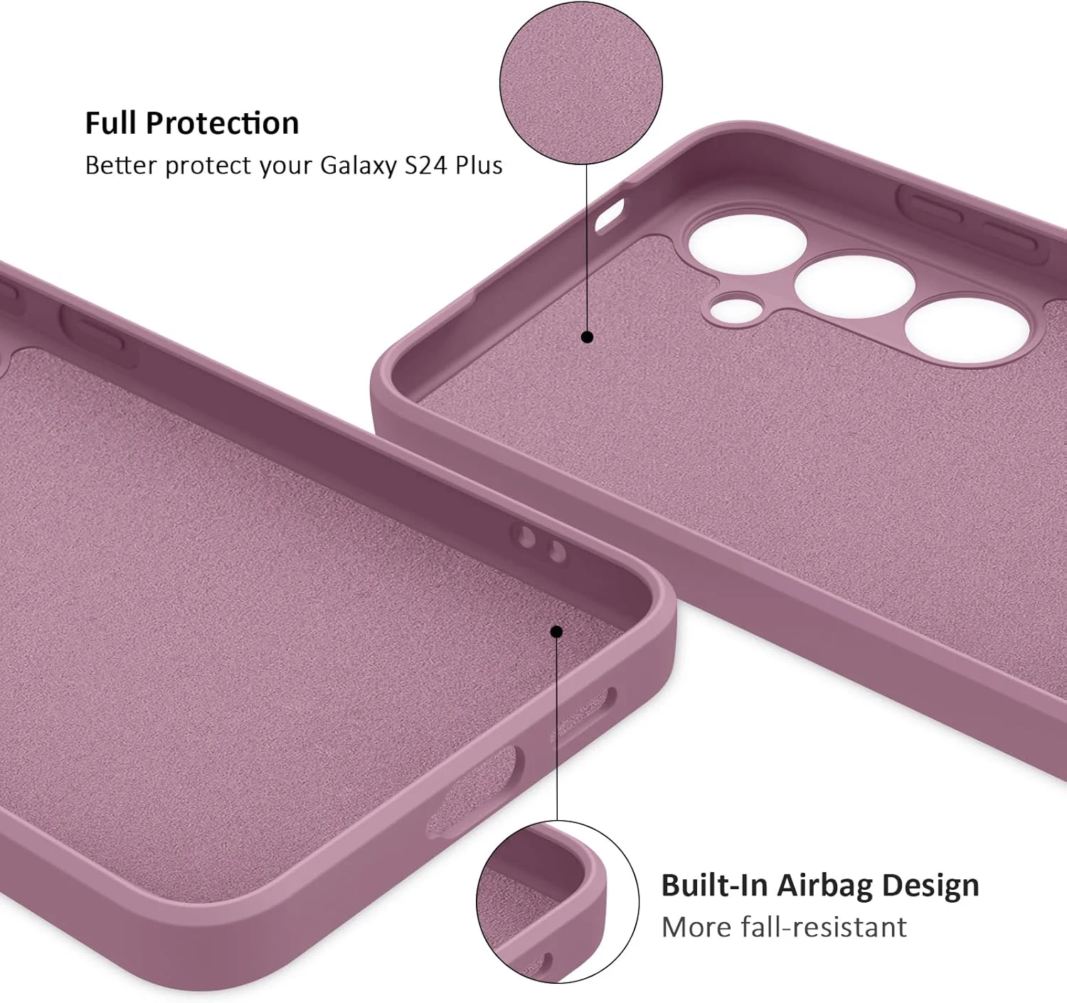 قاب محافظ گوشی سامسونگ گلکسی اس 24 پلاس، کاور سیلیکونی ضد ضربه با سپر محافظ، پشت سخت PC ضد خش برای سامسونگ گلکسی اس 24 پلاس (بنفش گل رز) قاب محافظ گوشی سامسونگ گلکسی اس 24 پلاس، کاور سیلیکونی ضد ضربه با سپر محافظ، پشت سخت PC ضد خش برای سامسونگ گلکسی اس 24 پلاس (بنفش گل رز)