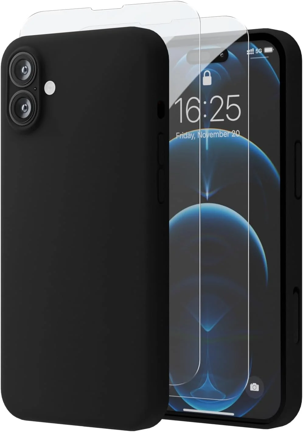 کاور گوشی سامسونگ گلکسی A06 به همراه 2 عدد محافظ صفحه نمایش شیشه ای حرارت دیده، کاور محافظ تمام بدنه سیلیکونی مایع شیک و باریک، کاور سیلیکونی ضربه گیر (مشکی، سامسونگ گلکسی A06) کاور گوشی سامسونگ گلکسی A06 به همراه 2 عدد محافظ صفحه نمایش شیشه ای حرارت دیده، کاور محافظ تمام بدنه سیلیکونی مایع شیک و باریک، کاور سیلیکونی ضربه گیر (مشکی، سامسونگ گلکسی A06)