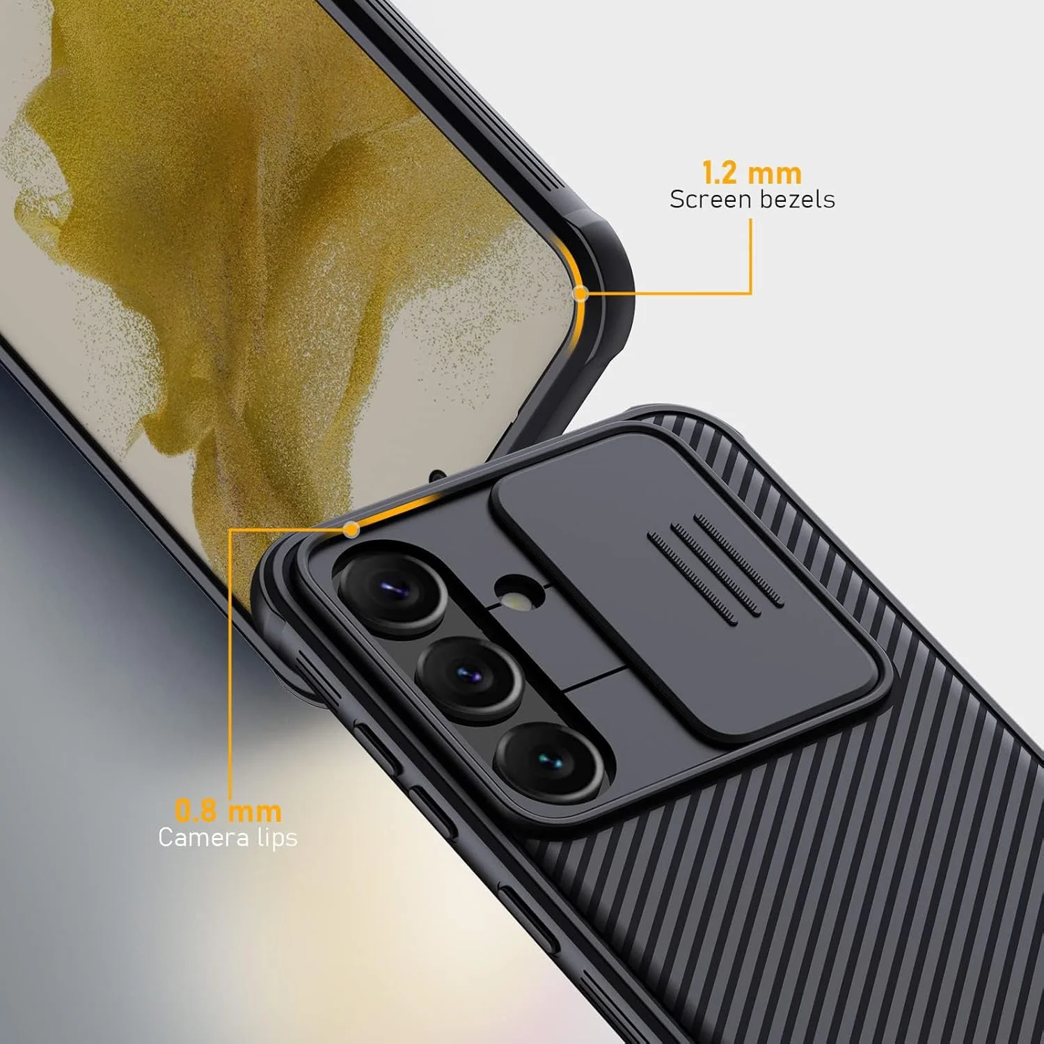 قاب محافظ گوشی سامسونگ گلکسی A56، کاور کشویی محافظ لنز دوربین، کاور پشتی ضربه گیر TPU+PC، قاب گوشی ضد اثر انگشت، محافظ باریک قاب محافظ گوشی سامسونگ گلکسی A56، کاور کشویی محافظ لنز دوربین، کاور پشتی ضربه گیر TPU+PC، قاب گوشی ضد اثر انگشت، محافظ باریک