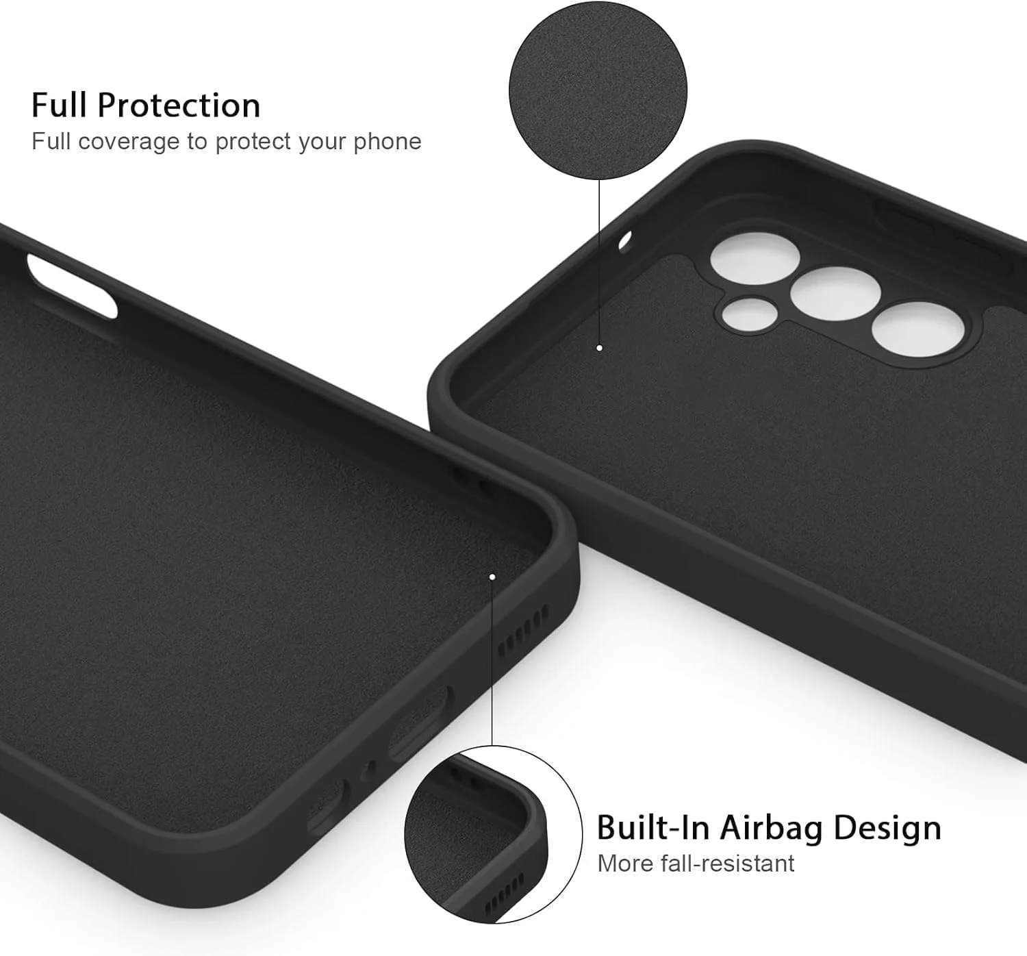 کاور گوشی سامسونگ گلکسی A06 به همراه 2 عدد محافظ صفحه نمایش شیشه ای حرارت دیده، کاور محافظ تمام بدنه سیلیکونی مایع شیک و باریک، کاور سیلیکونی ضربه گیر (مشکی، سامسونگ گلکسی A06) کاور گوشی سامسونگ گلکسی A06 به همراه 2 عدد محافظ صفحه نمایش شیشه ای حرارت دیده، کاور محافظ تمام بدنه سیلیکونی مایع شیک و باریک، کاور سیلیکونی ضربه گیر (مشکی، سامسونگ گلکسی A06)