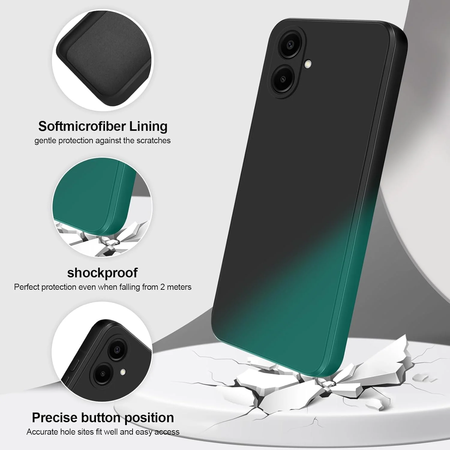 کاور گوشی سامسونگ گلکسی A06 به همراه 2 عدد محافظ صفحه نمایش شیشه ای حرارت دیده، کاور محافظ تمام بدنه سیلیکونی مایع شیک و باریک، کاور سیلیکونی ضربه گیر (مشکی، سامسونگ گلکسی A06) کاور گوشی سامسونگ گلکسی A06 به همراه 2 عدد محافظ صفحه نمایش شیشه ای حرارت دیده، کاور محافظ تمام بدنه سیلیکونی مایع شیک و باریک، کاور سیلیکونی ضربه گیر (مشکی، سامسونگ گلکسی A06)