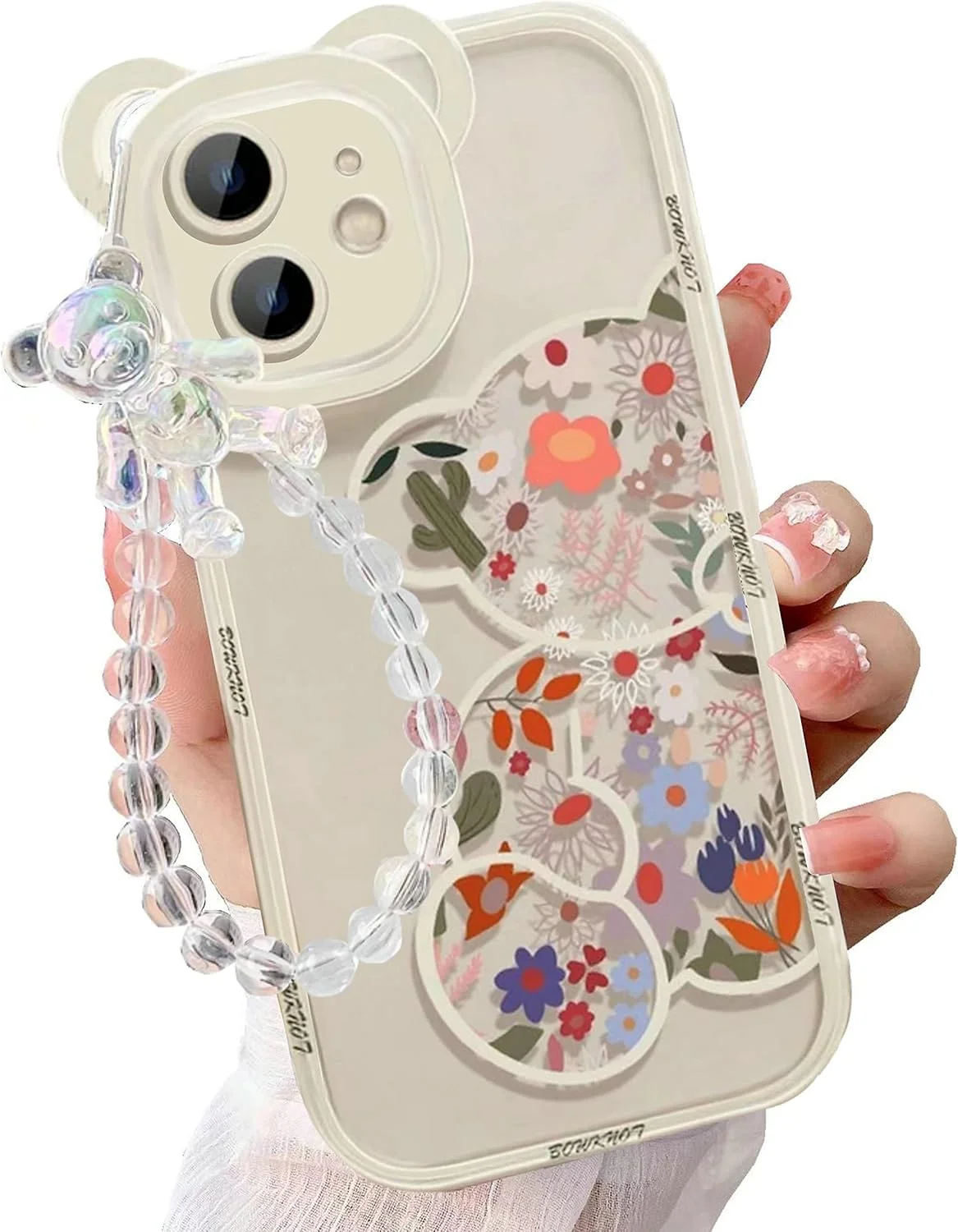 قاب گوشی Shinymore سازگار با آیفون 12، محافظ دوربین طرح گل و خرس شفاف و زیبا با زنجیر دستبندی دوست داشتنی مناسب دختران و بانوان قاب گوشی Shinymore سازگار با آیفون 12، محافظ دوربین طرح گل و خرس شفاف و زیبا با زنجیر دستبندی دوست داشتنی مناسب دختران و بانوان