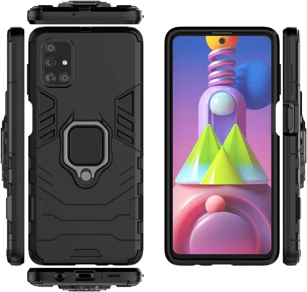 قاب محافظ گوشی سامسونگ گلکسی M51، با حلقه فلزی و استند، مقاوم و دو لایه (مشکی) قاب محافظ گوشی سامسونگ گلکسی M51، با حلقه فلزی و استند، مقاوم و دو لایه (مشکی)