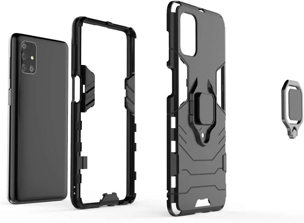 قاب محافظ گوشی سامسونگ گلکسی M51، با حلقه فلزی و استند، مقاوم و دو لایه (مشکی) قاب محافظ گوشی سامسونگ گلکسی M51، با حلقه فلزی و استند، مقاوم و دو لایه (مشکی)