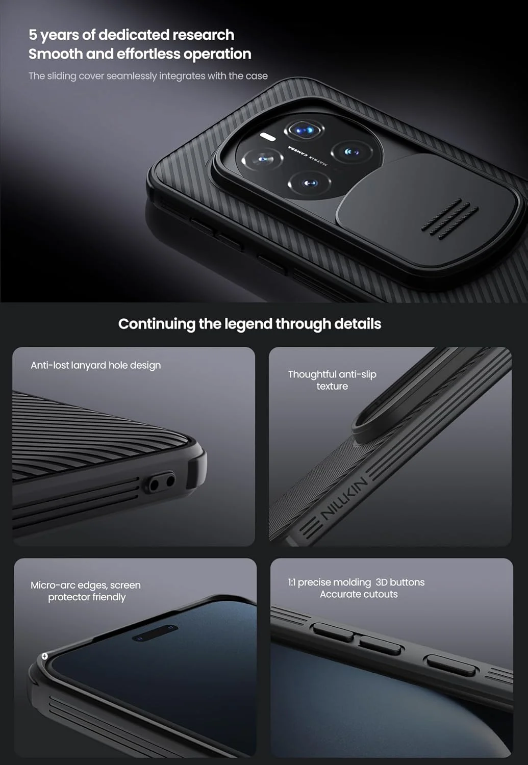 قاب محافظ گوشی آنر مجیک 7 پرو، دارای پوشش کشویی محافظ لنز دوربین، کاور پشتی ضربه گیر TPU+PC، ضد اثر انگشت، طراحی باریک قاب محافظ گوشی آنر مجیک 7 پرو، دارای پوشش کشویی محافظ لنز دوربین، کاور پشتی ضربه گیر TPU+PC، ضد اثر انگشت، طراحی باریک