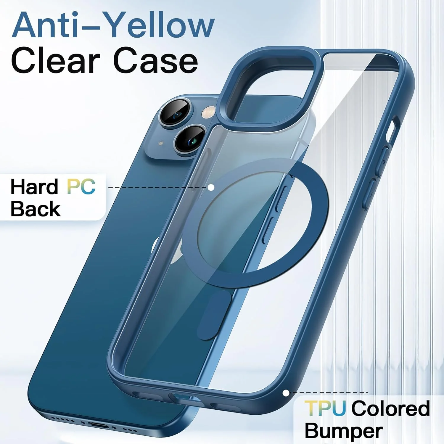 کاور آهنربایی JETech برای آیفون 13 (6.1 اینچ)، سازگار با MagSafe، کاور ضربه گیر گوشی، فریم TPU مات رنگ ثابت، پشت شفاف ضد خش (آبی) کاور آهنربایی JETech برای آیفون 13 (6.1 اینچ)، سازگار با MagSafe، کاور ضربه گیر گوشی، فریم TPU مات رنگ ثابت، پشت شفاف ضد خش (آبی)