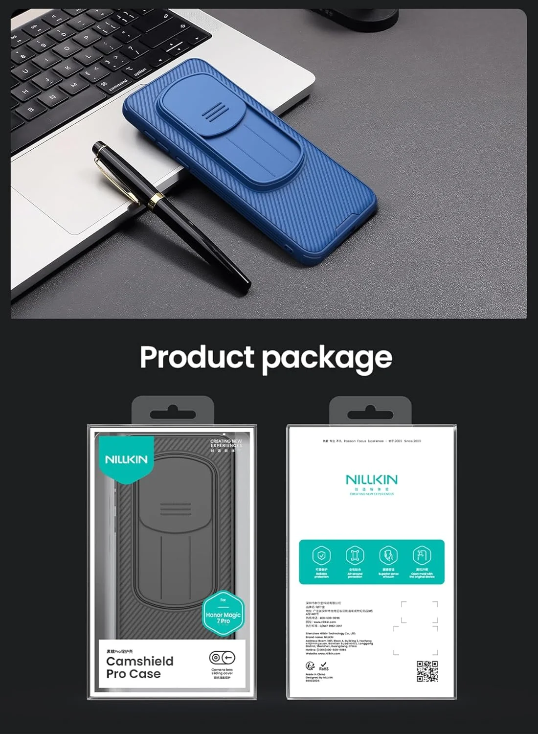 قاب محافظ گوشی آنر مجیک 7 پرو، دارای پوشش کشویی محافظ لنز دوربین، کاور پشتی ضربه گیر TPU+PC، ضد اثر انگشت، طراحی باریک قاب محافظ گوشی آنر مجیک 7 پرو، دارای پوشش کشویی محافظ لنز دوربین، کاور پشتی ضربه گیر TPU+PC، ضد اثر انگشت، طراحی باریک