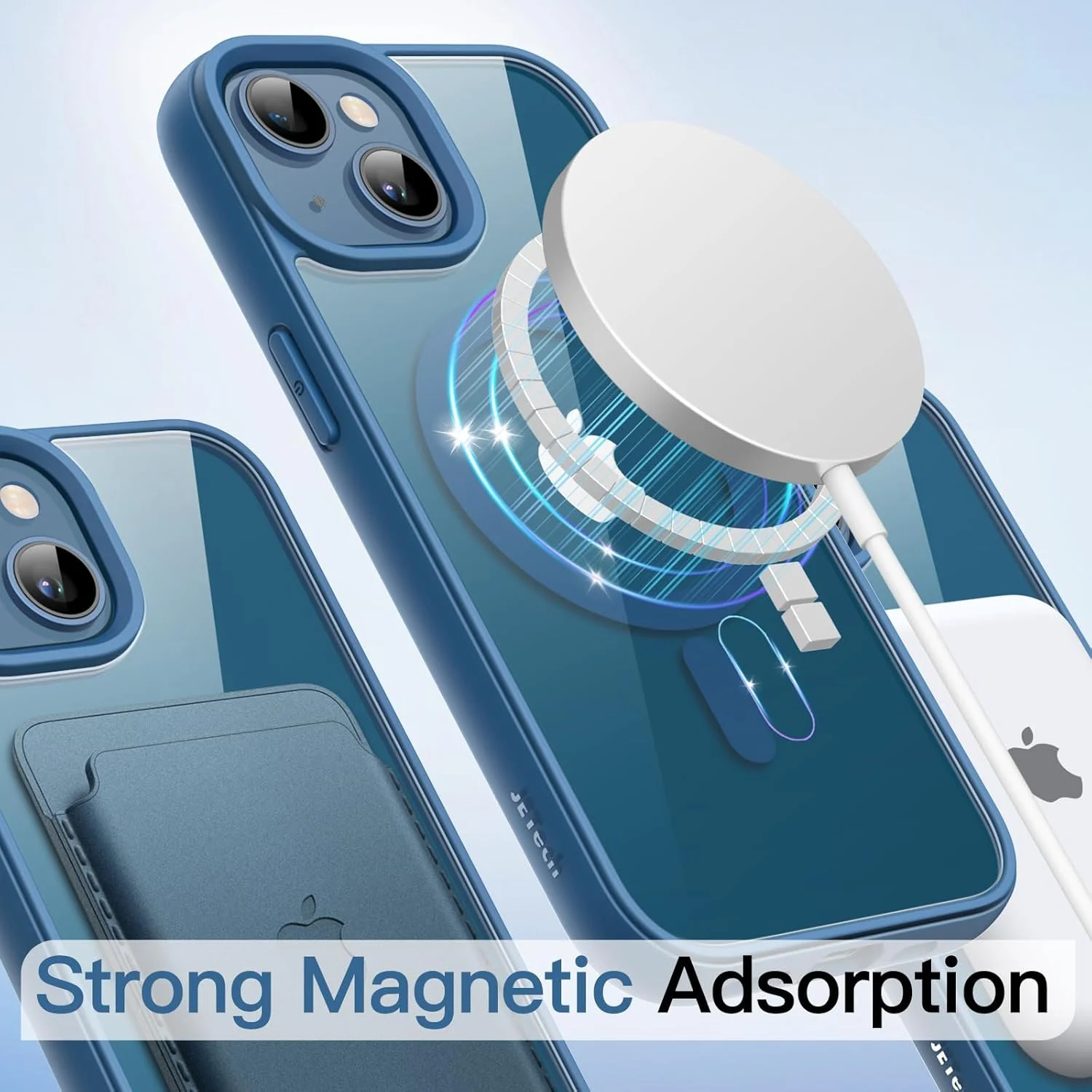 کاور آهنربایی JETech برای آیفون 13 (6.1 اینچ)، سازگار با MagSafe، کاور ضربه گیر گوشی، فریم TPU مات رنگ ثابت، پشت شفاف ضد خش (آبی) کاور آهنربایی JETech برای آیفون 13 (6.1 اینچ)، سازگار با MagSafe، کاور ضربه گیر گوشی، فریم TPU مات رنگ ثابت، پشت شفاف ضد خش (آبی)