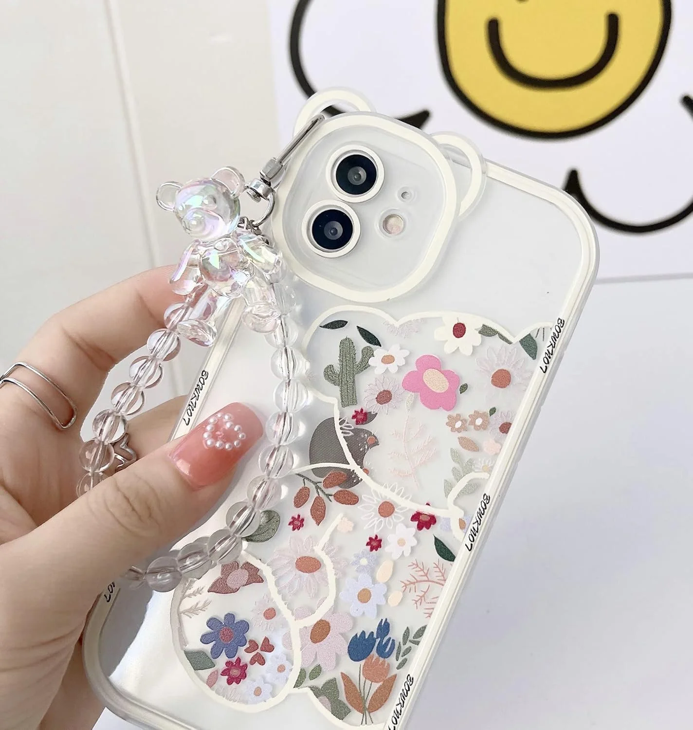 قاب گوشی Shinymore سازگار با آیفون 12، محافظ دوربین طرح گل و خرس شفاف و زیبا با زنجیر دستبندی دوست داشتنی مناسب دختران و بانوان قاب گوشی Shinymore سازگار با آیفون 12، محافظ دوربین طرح گل و خرس شفاف و زیبا با زنجیر دستبندی دوست داشتنی مناسب دختران و بانوان