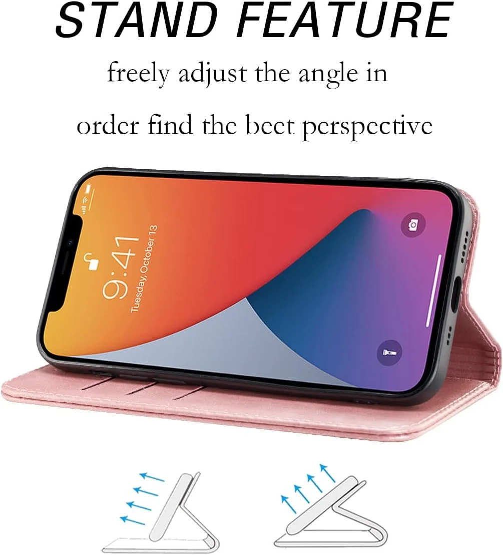 کیف پول چرمی گوشی آیفون 13 پرو مکس با جای کارت و محافظ ضد ضربه - رزگلد کیف پول چرمی گوشی آیفون 13 پرو مکس با جای کارت و محافظ ضد ضربه - رزگلد