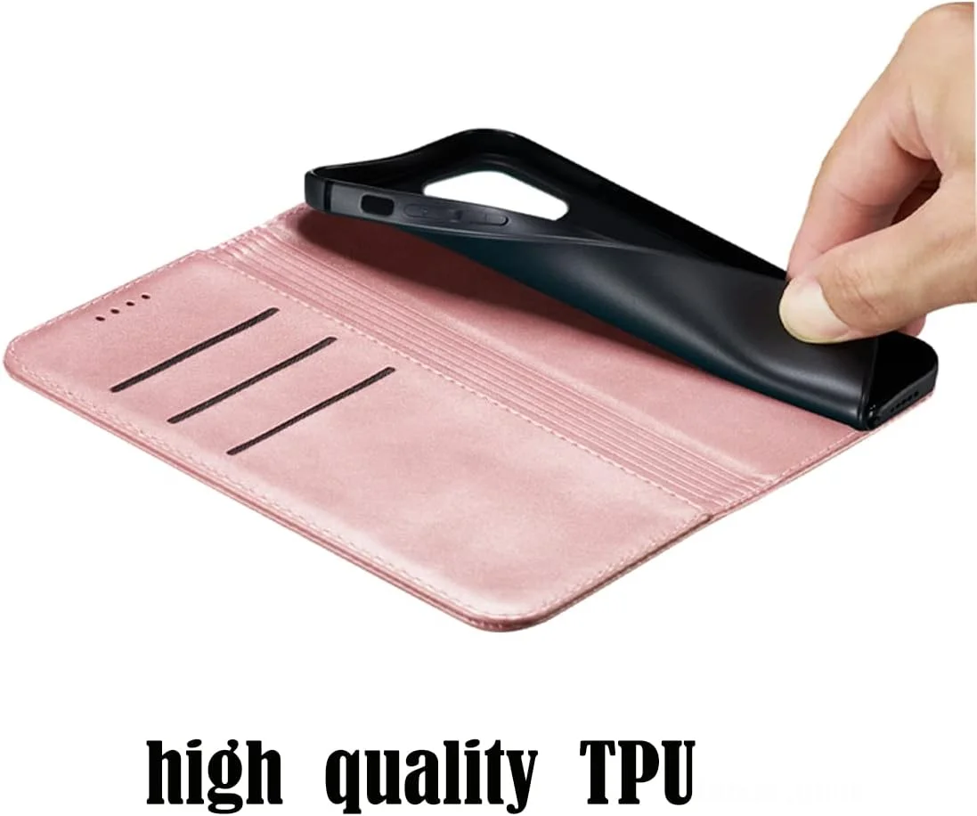 کیف پول چرمی گوشی آیفون 13 پرو مکس با جای کارت و محافظ ضد ضربه - رزگلد کیف پول چرمی گوشی آیفون 13 پرو مکس با جای کارت و محافظ ضد ضربه - رزگلد