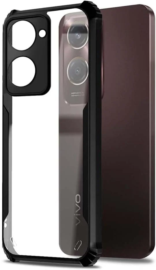 کاور پشتی شفاف ضد ضربه Fashionury مناسب برای ویوو Y28s 5G | محافظت 360 درجه | طراحی محافظتی | کاور پشتی شفاف ویوو Y28s 5G (بامپر مشکی)