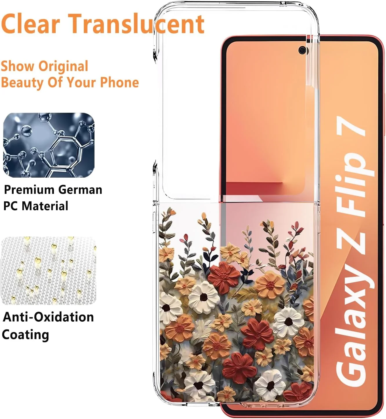 قاب گوشی زد فلیپ 7، مات شفاف با طرح گل های زیبا برای سامسونگ گلکسی زد فلیپ 7، کاور باریک و ضد ضربه PC با طراحی گلدار قاب گوشی زد فلیپ 7، مات شفاف با طرح گل های زیبا برای سامسونگ گلکسی زد فلیپ 7، کاور باریک و ضد ضربه PC با طراحی گلدار