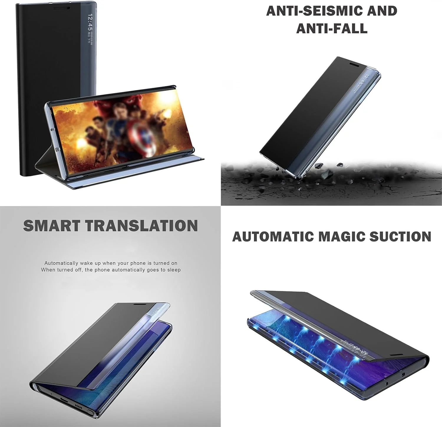 کیف محافظ تاشو برای سامسونگ گلکسی S25 Ultra، کیف چرمی هوشمند با پنجره شفاف، پایه دار و دارای آهنربا (S25 Ultra, مشکی) کیف محافظ تاشو برای سامسونگ گلکسی S25 Ultra، کیف چرمی هوشمند با پنجره شفاف، پایه دار و دارای آهنربا (S25 Ultra, مشکی)