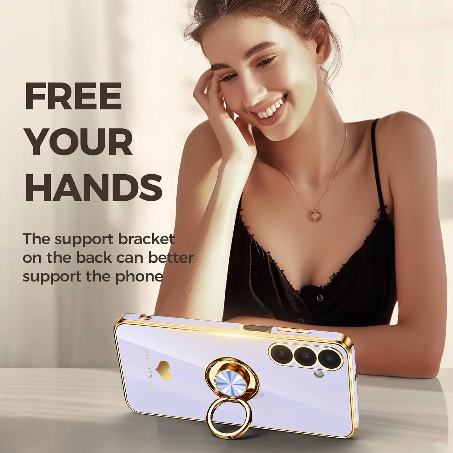 قاب گوشی سامسونگ گلکسی A16 5G/4G به همراه 2 عدد محافظ صفحه نمایش، دارای حلقه نگهدارنده چرخان 360 درجه، طرح قلب های لوکس، روکش لبه طلایی، قاب گوشی نرم و باریک برای گلکسی A16 - اسطوخودوس قاب گوشی سامسونگ گلکسی A16 5G/4G به همراه 2 عدد محافظ صفحه نمایش، دارای حلقه نگهدارنده چرخان 360 درجه، طرح قلب های لوکس، روکش لبه طلایی، قاب گوشی نرم و باریک برای گلکسی A16 - اسطوخودوس