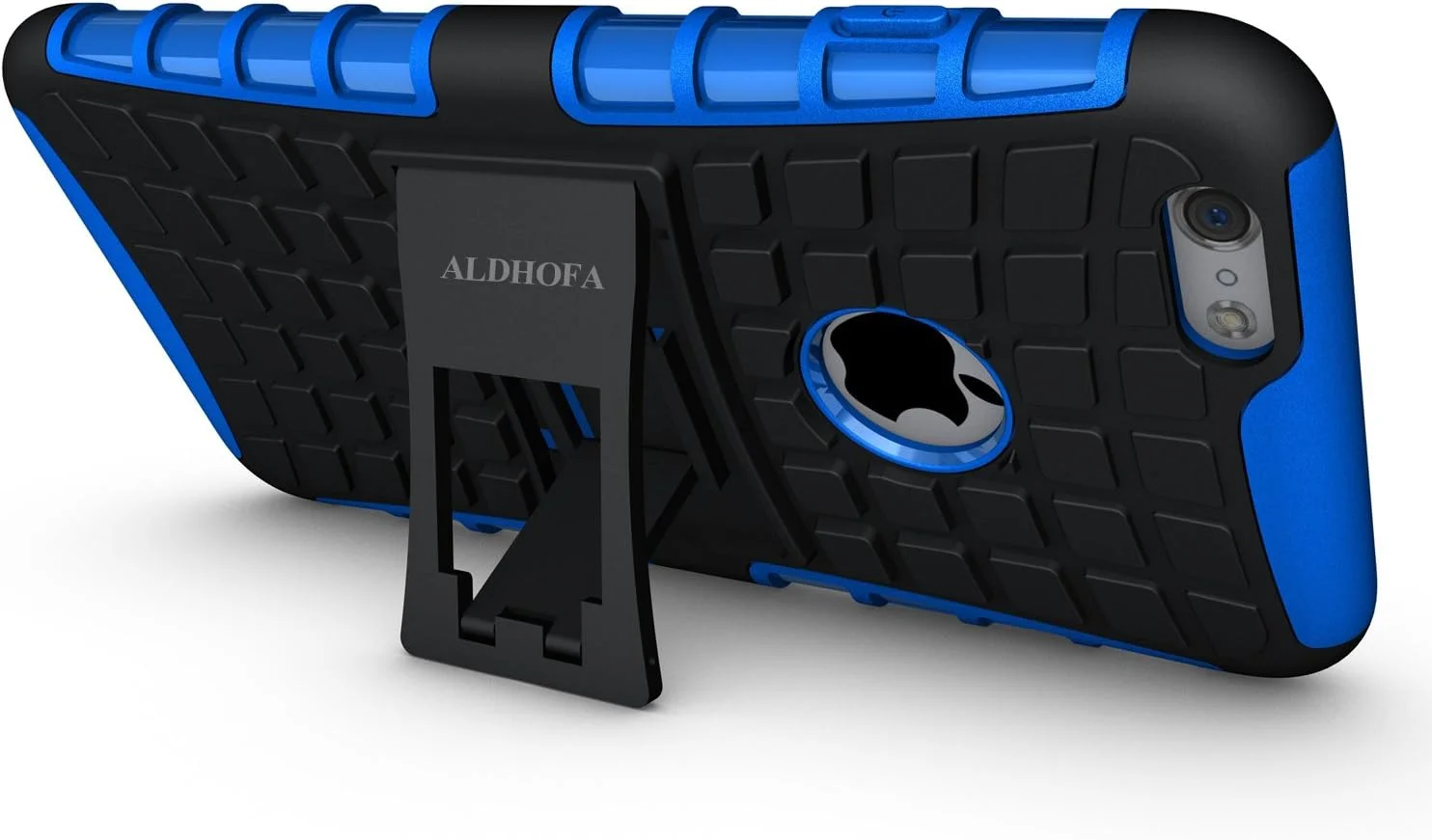 قاب محافظ گوشی آیفون 6 / 6s مدل ALDHOFA، کاور محافظ TPU هیبریدی، کاور دولایه با پایه برای آیفون 6 / 6s - آبی