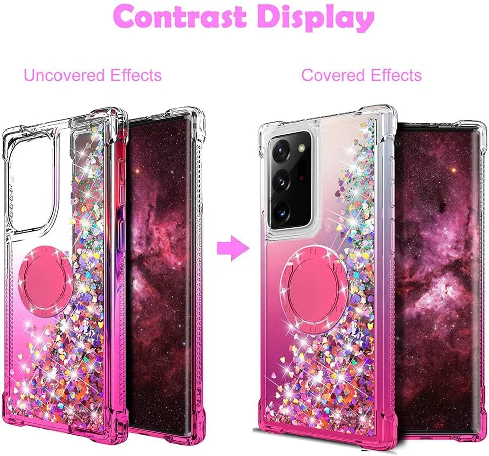 کاور گوشی موبایل ورلد مام مناسب برای گوشی سامسونگ گلکسی نوت 20 اولترا، کاور شفاف مایع شناور اکلیلی رنگارنگ برای سامسونگ گلکسی نوت 20 اولترا [2020]، صورتی