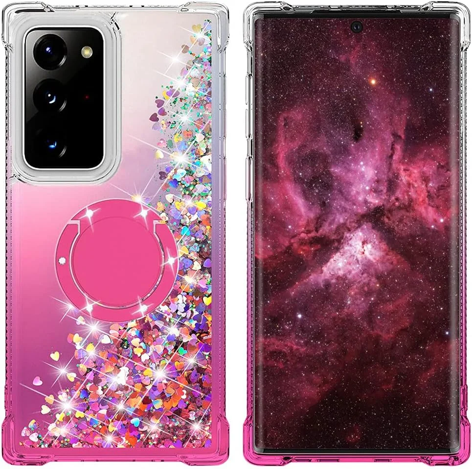 کاور گوشی موبایل ورلد مام مناسب برای گوشی سامسونگ گلکسی نوت 20 اولترا، کاور شفاف مایع شناور اکلیلی رنگارنگ برای سامسونگ گلکسی نوت 20 اولترا [2020]، صورتی