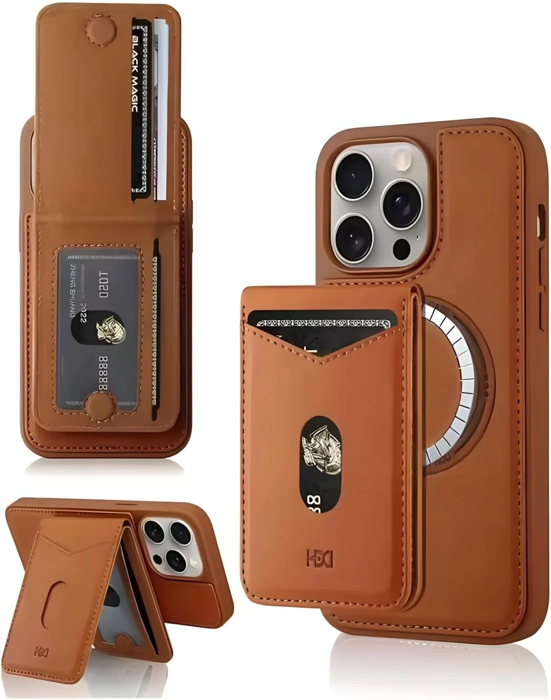 کاور چرمی PU لوکس Next Store سازگار با آیفون 15 پرو مکس، کاور کیف پول مغناطیسی ضد خش با نگهدارنده کارت، طراحی بادوام، استایل شیک و محافظت کامل (آبی)